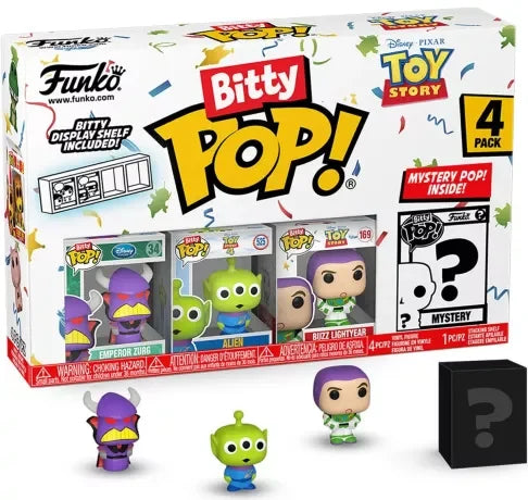 Bitty Pop! Disney Pixar – Toy Story 4‑Pack (Zurg, Alien, Buzz Lightyear + Mystery)