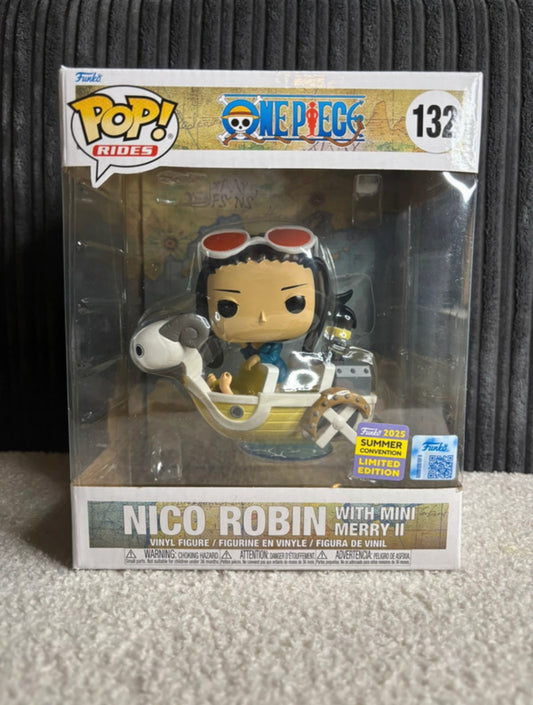 Funko Pop! Rides – Nico Robin with Mini Merry II #132 (One Piece Series – 2025 Summer Convention Limited Edition)