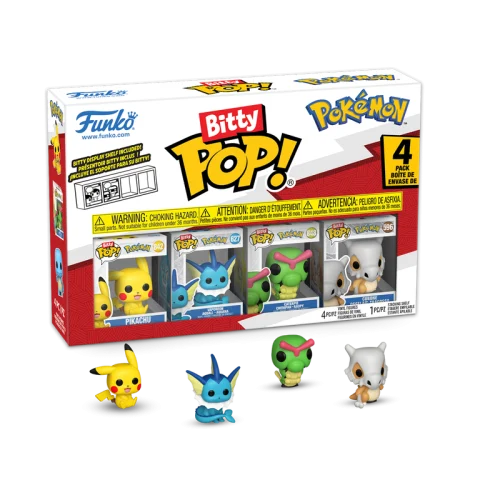 Bitty Pop! Pokémon – 4‑Pack (Pikachu, Vaporeon, Caterpie & Cubone)