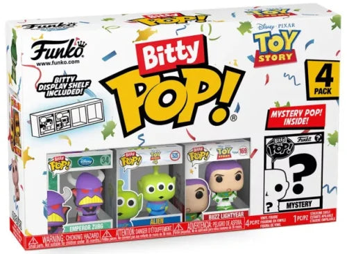 Bitty Pop! Disney Pixar – Toy Story 4‑Pack (Zurg, Alien, Buzz Lightyear + Mystery)