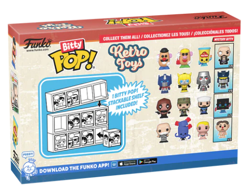 Bitty Pop! Retro Toys – 4‑Pack (Mr. Monopoly, Barrel of Monkeys, Stretch Armstrong + Mystery)